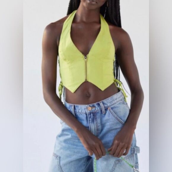 NWT UO Green Halter Vest W/Zipper Sz Lg - Picture 7 of 7